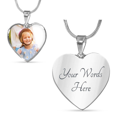 Personalized kids heart necklace placed in elegant gift packaging box