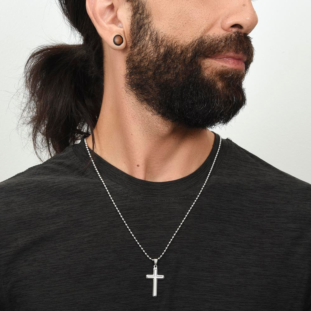 Gift necklace for father featuring cross pendant symbol