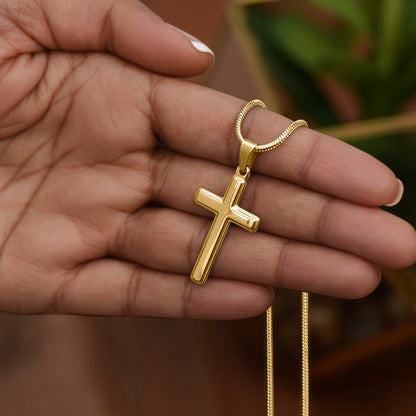Cross necklace displayed as perfect sentimental gift for dad