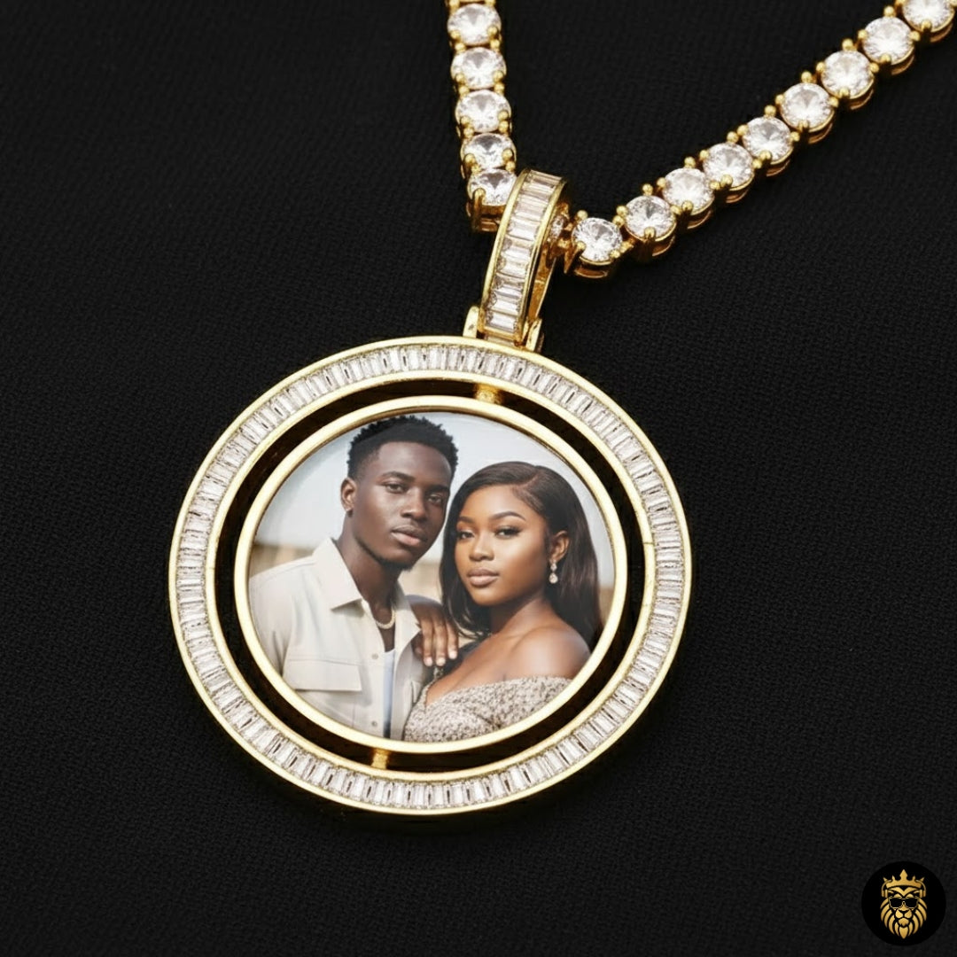 Luxury gold plated baguette crystal pendant necklace designed for men and women
