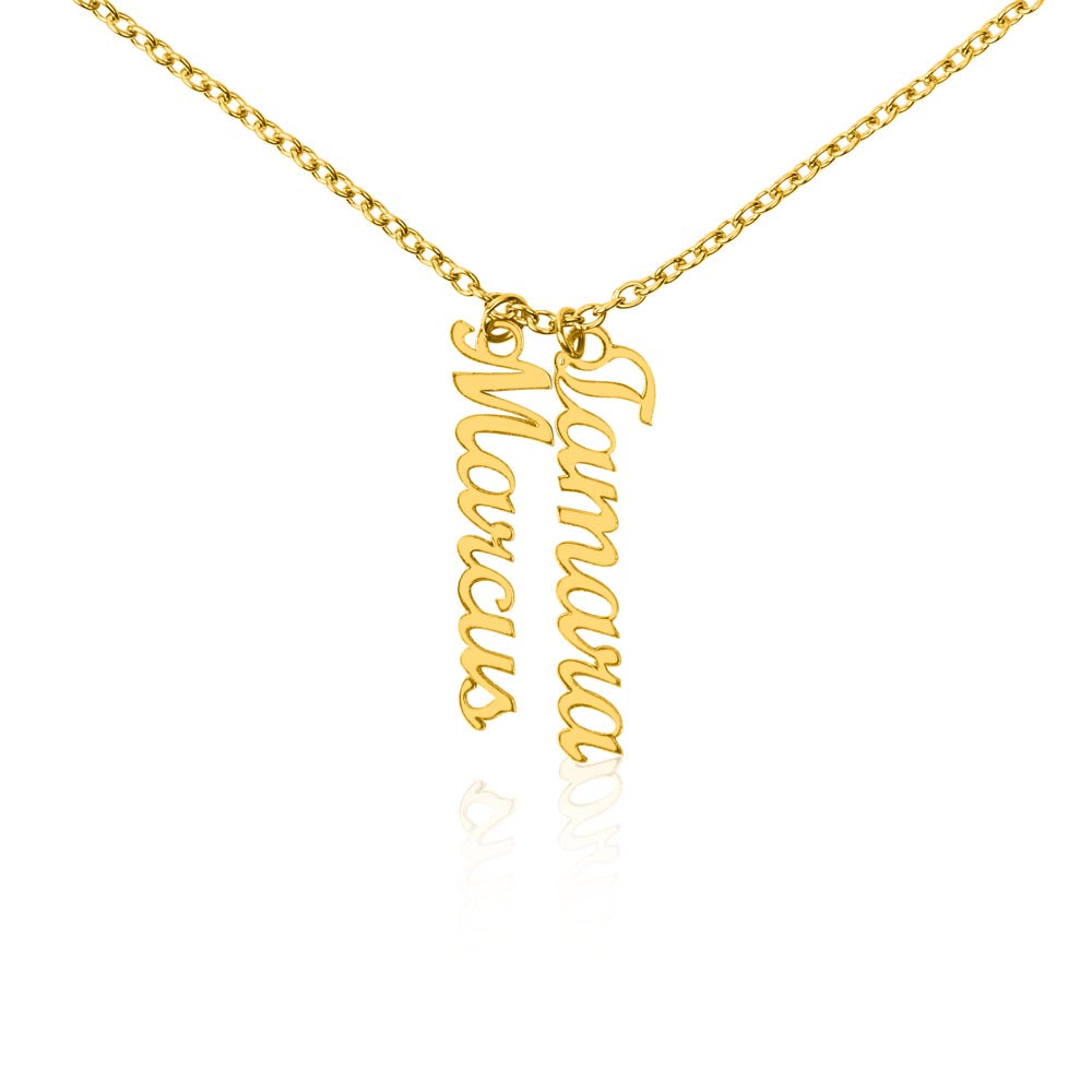 Handmade vertical name necklace with personalized engraving