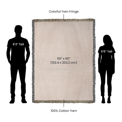 Personalized cotton blanket with decorative fringe edges.