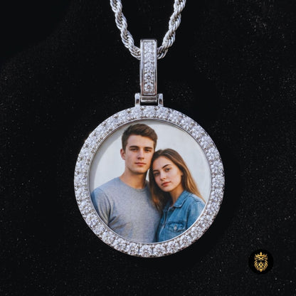 Custom Picture Round Pendant Necklace – Iced Out Hip Hop Photo Medallion Jewelry