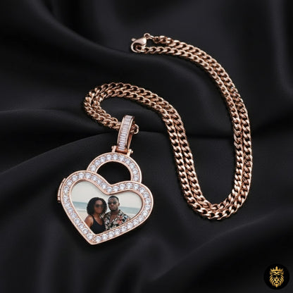 Hip hop style heart necklace with crystal detailing

