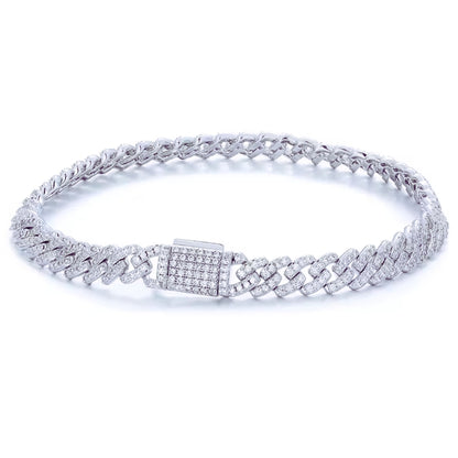 Unisex moissanite Cuban link bracelet with brilliant sparkle