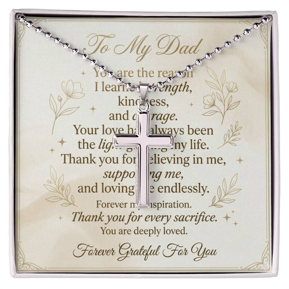 Inspirational cross pendant necklace designed for fathers