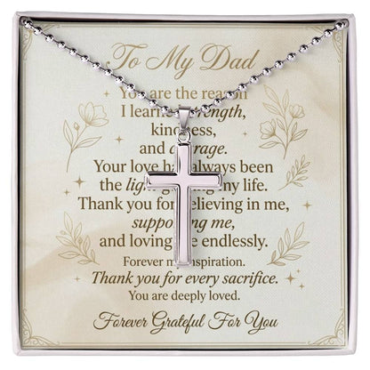 Inspirational cross pendant necklace designed for fathers