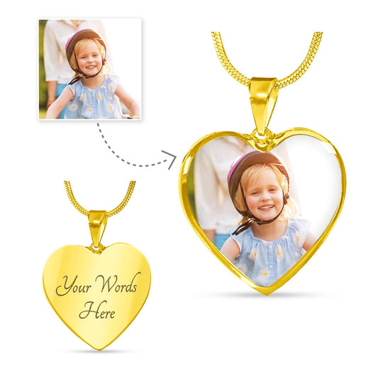 Gold heart necklace for kids with personalized name engraving