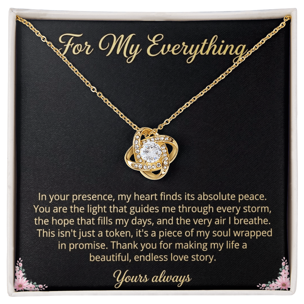 Close-up of elegant Love Knot pendant necklace