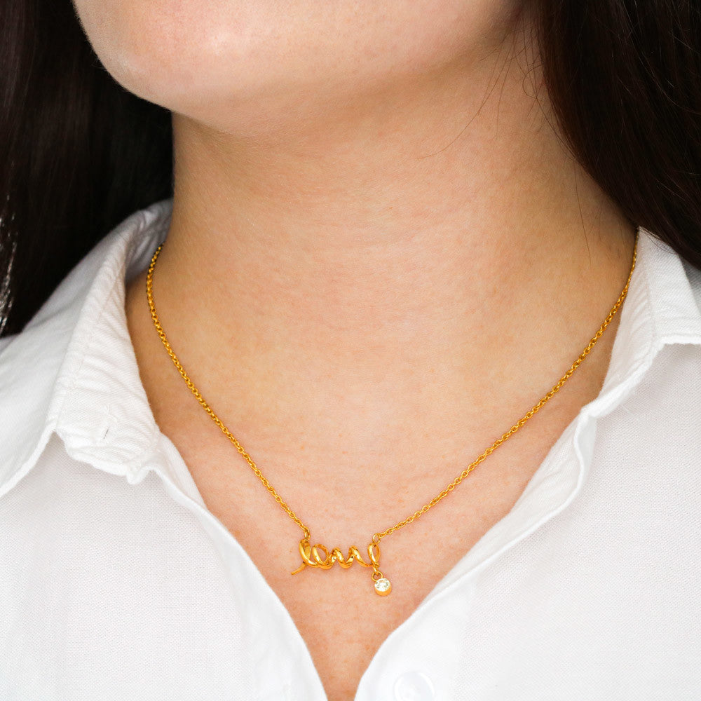 Stylish scripted necklace representing love and affection