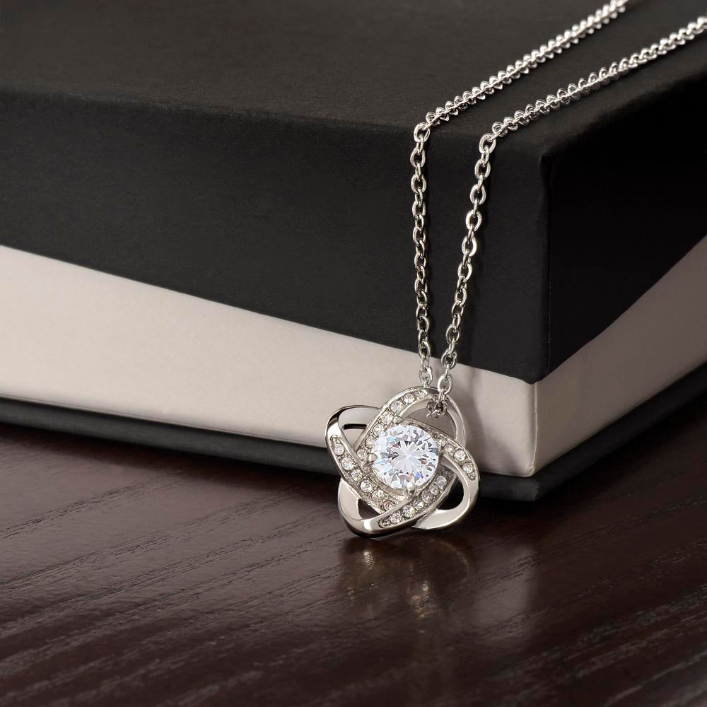 Elegant love knot necklace for couples with cubic zirconia pendant in luxury finish