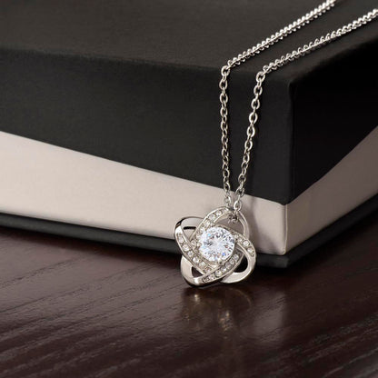 Elegant love knot necklace for couples with cubic zirconia pendant in luxury finish