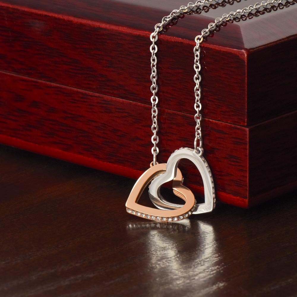 Premium gold plated interlocking hearts necklace for couples