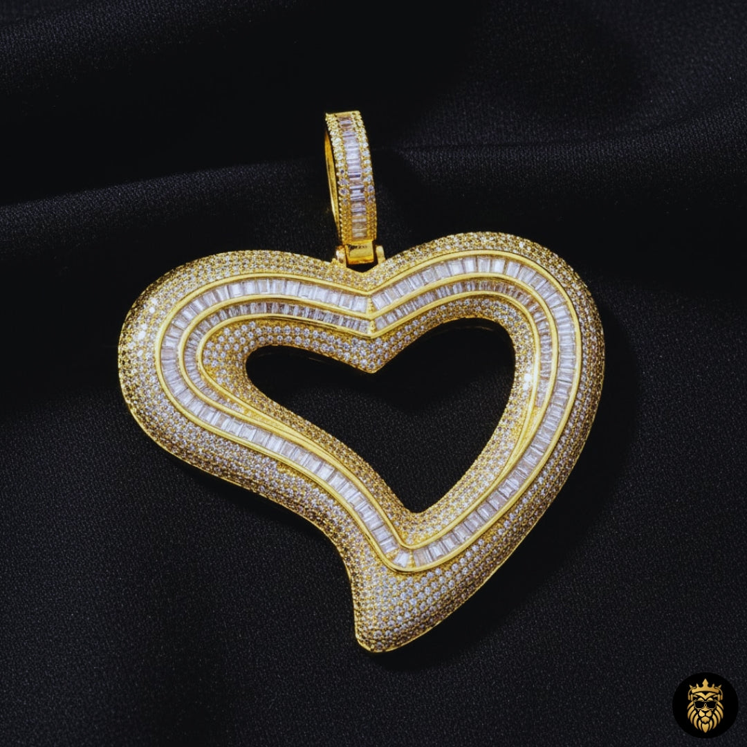 Stylish hip hop jewelry heart chain necklace with iced out sparkling stones
