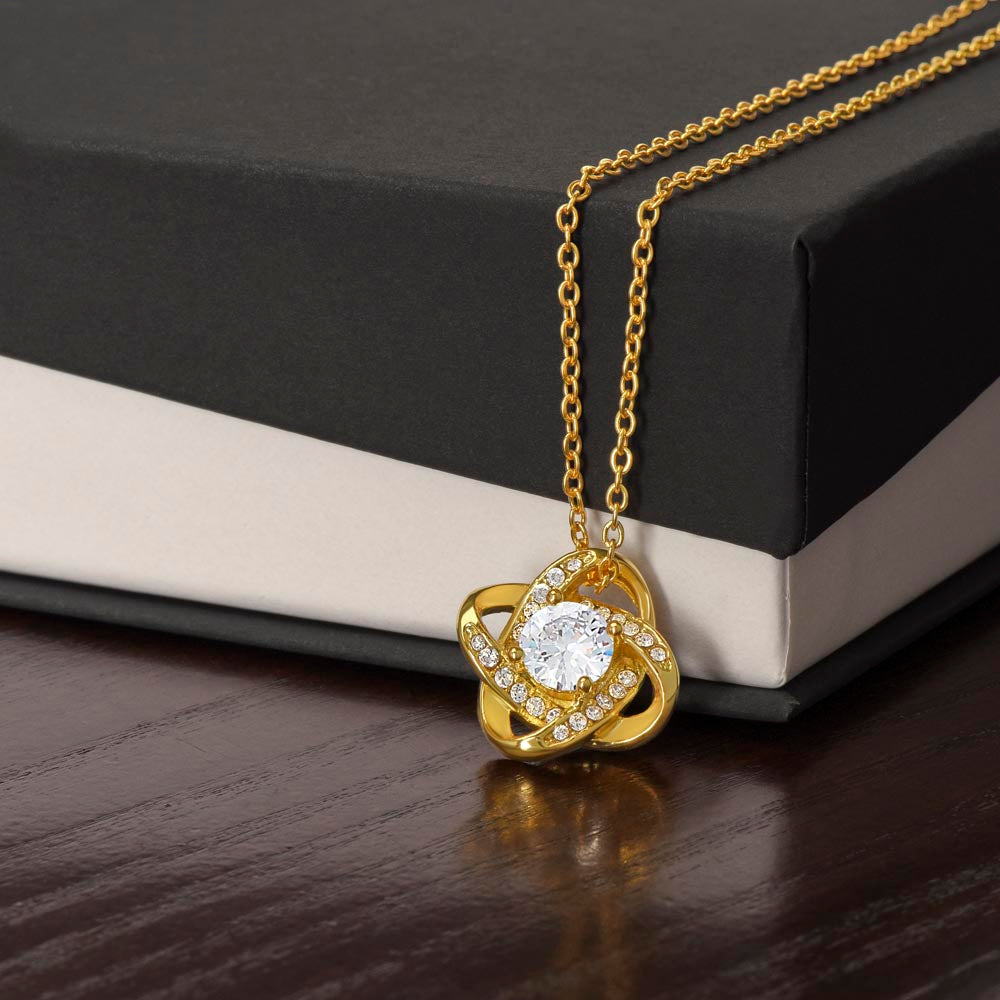 Luxury love knot necklace for her with sparkling cubic zirconia crystal