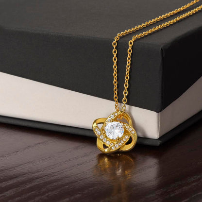 Luxury love knot necklace for her with sparkling cubic zirconia crystal