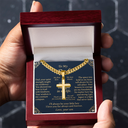 Luxury men’s cross necklace showcased elegantly