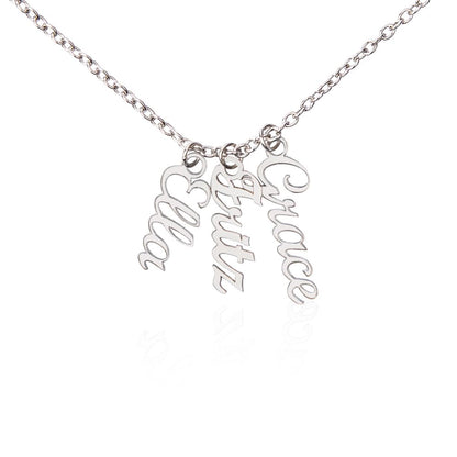 Luxury vertical name necklace with premium engraved customization