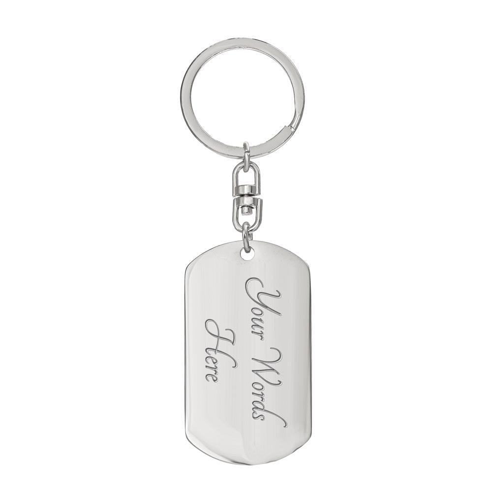 Engraved metal dog tag keychain with personalized image