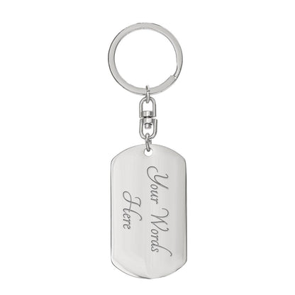Engraved metal dog tag keychain with personalized image