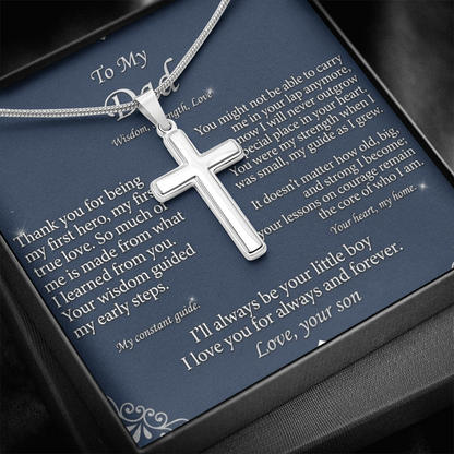 Stylish men’s cross pendant necklace perfect gift for dad with premium snake chain design