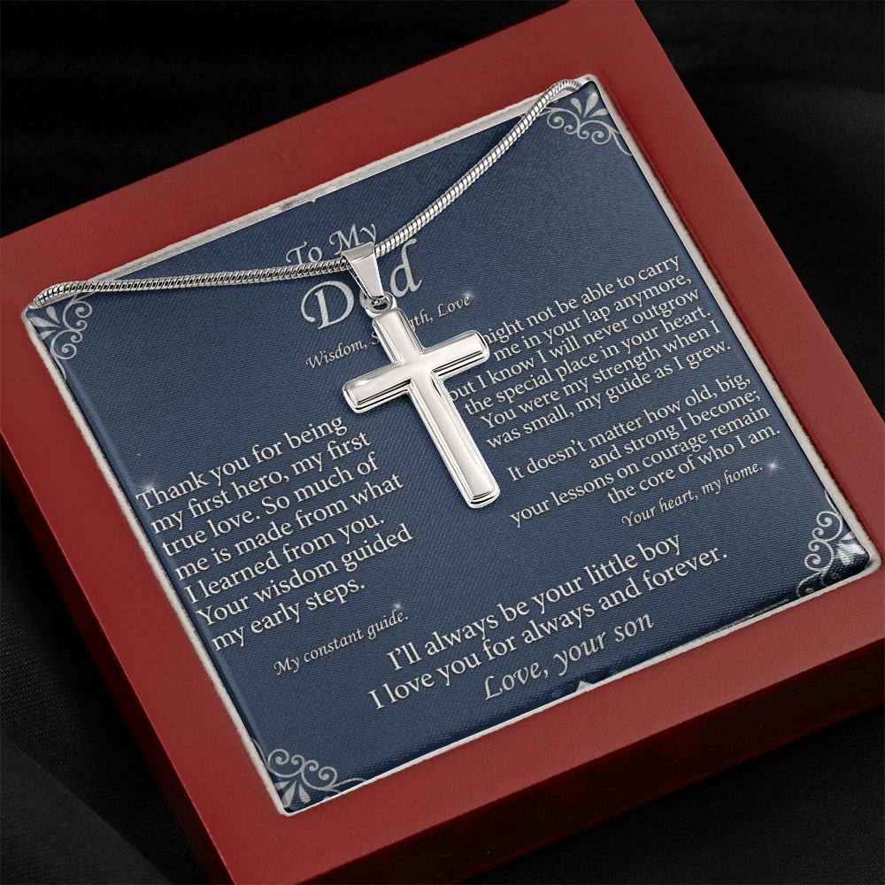 Minimalist cross pendant necklace featuring sleek masculine design for dad gifting