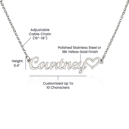 Simple minimalist heart necklace with personalized engraving