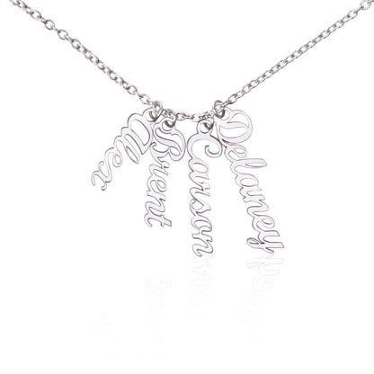 Modern minimalist vertical name necklace with clean engraving