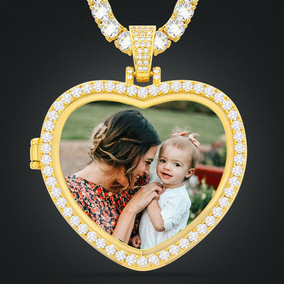 Custom Heart Photo Medallions Necklace