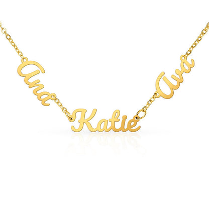 Silver finish personalized multiple name necklace with custom engraved family names