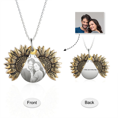 2025 New Arrival Sunflower Custom Photo Locket Necklace For Women