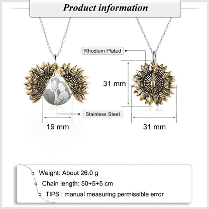 2025 New Arrival Sunflower Custom Photo Locket Necklace For Women