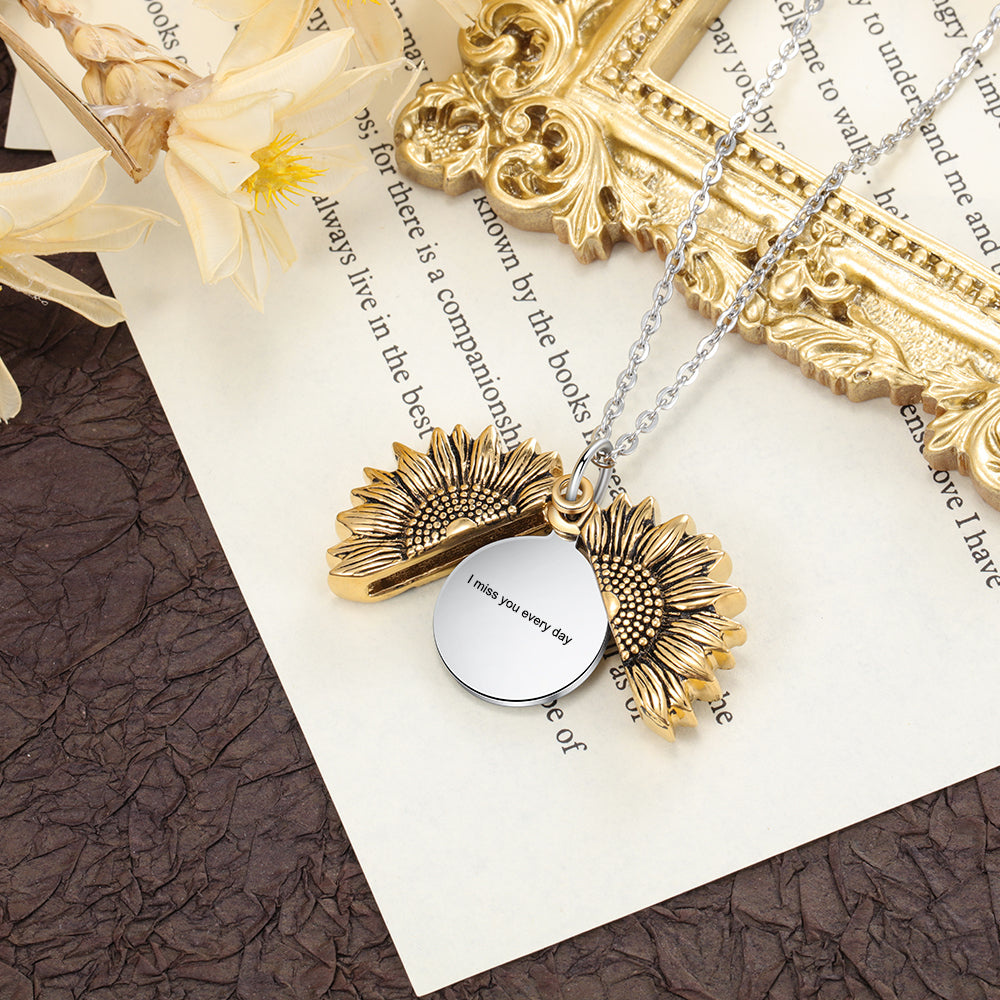 2025 New Arrival Sunflower Custom Photo Locket Necklace For Women