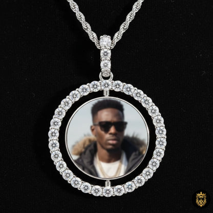 Personalized hip hop medallion necklace with custom photo insert