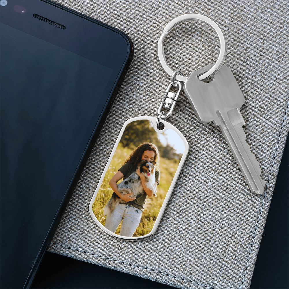 Personalized family memory photo keychain