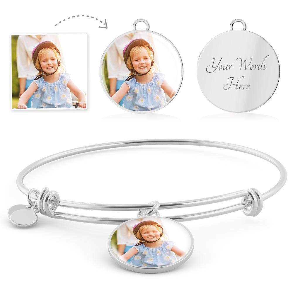 Personalized photo bangle bracelet for kids with custom image