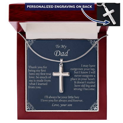 Close-up of personalized engraved necklace for dad gift