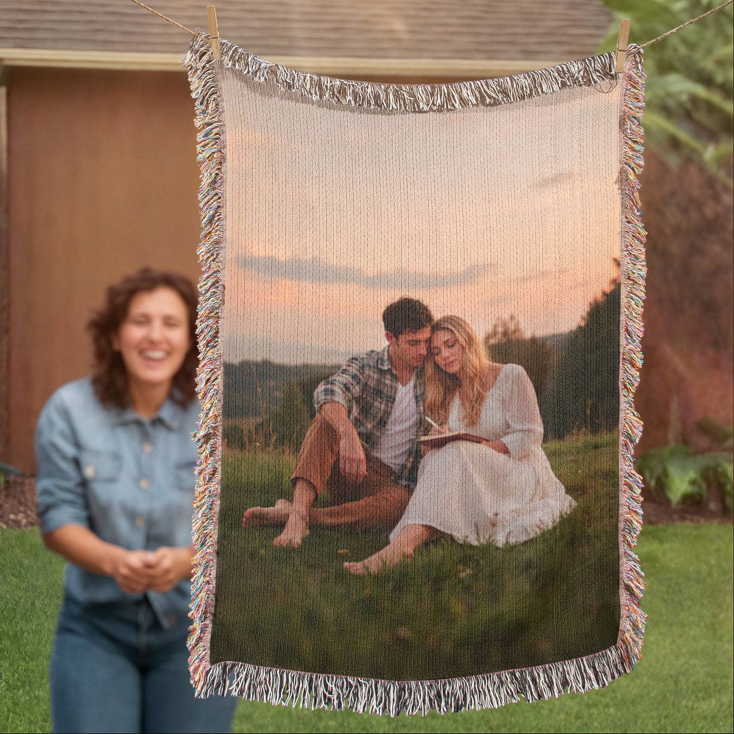 Custom portrait blanket designed for grandparents and family gifts.