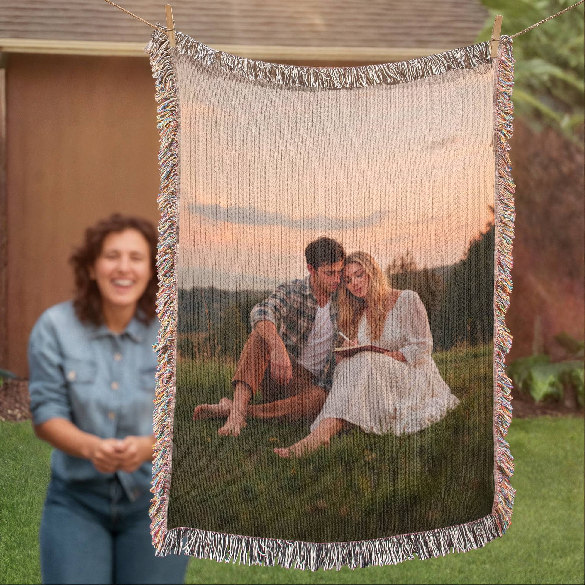 Custom portrait blanket designed for grandparents and family gifts.