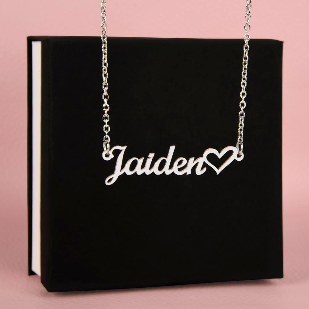 Gold heart name necklace with custom engraved name pendant for women gift