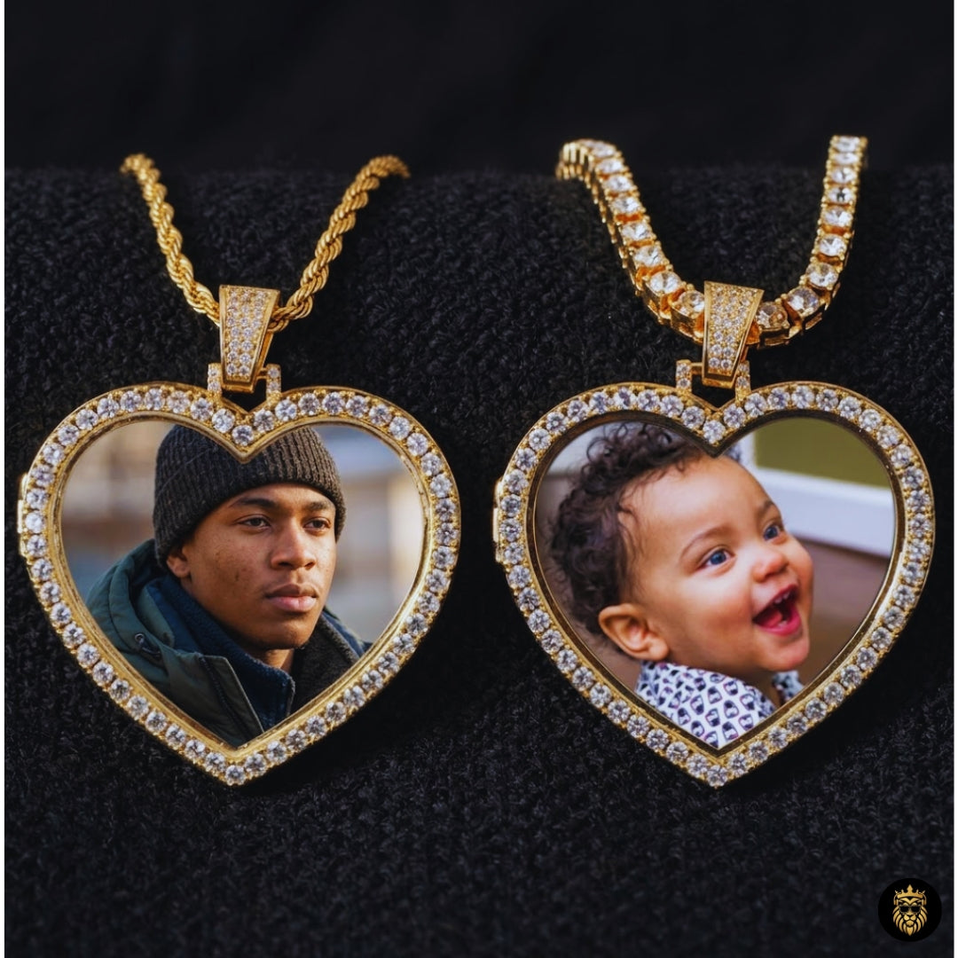 Personalized heart-shaped photo pendant necklace designed for men and women