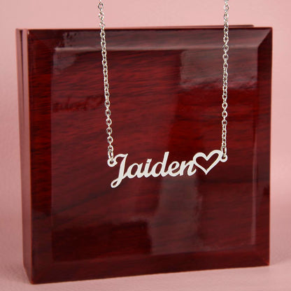 Elegant gift box packaging for custom heart name necklace