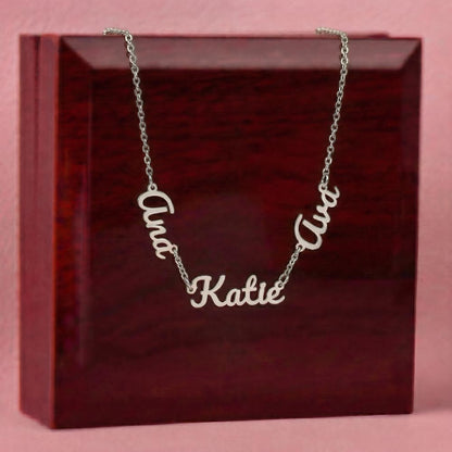 Personalized multiple name necklace designed as thoughtful gift for mothers and families