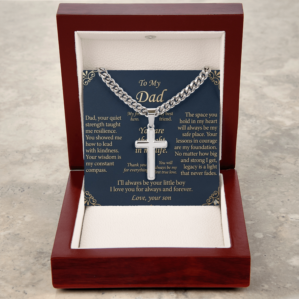 Cross pendant necklace designed as meaningful gift for dad