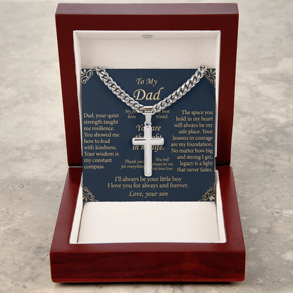 Cross pendant necklace designed as meaningful gift for dad