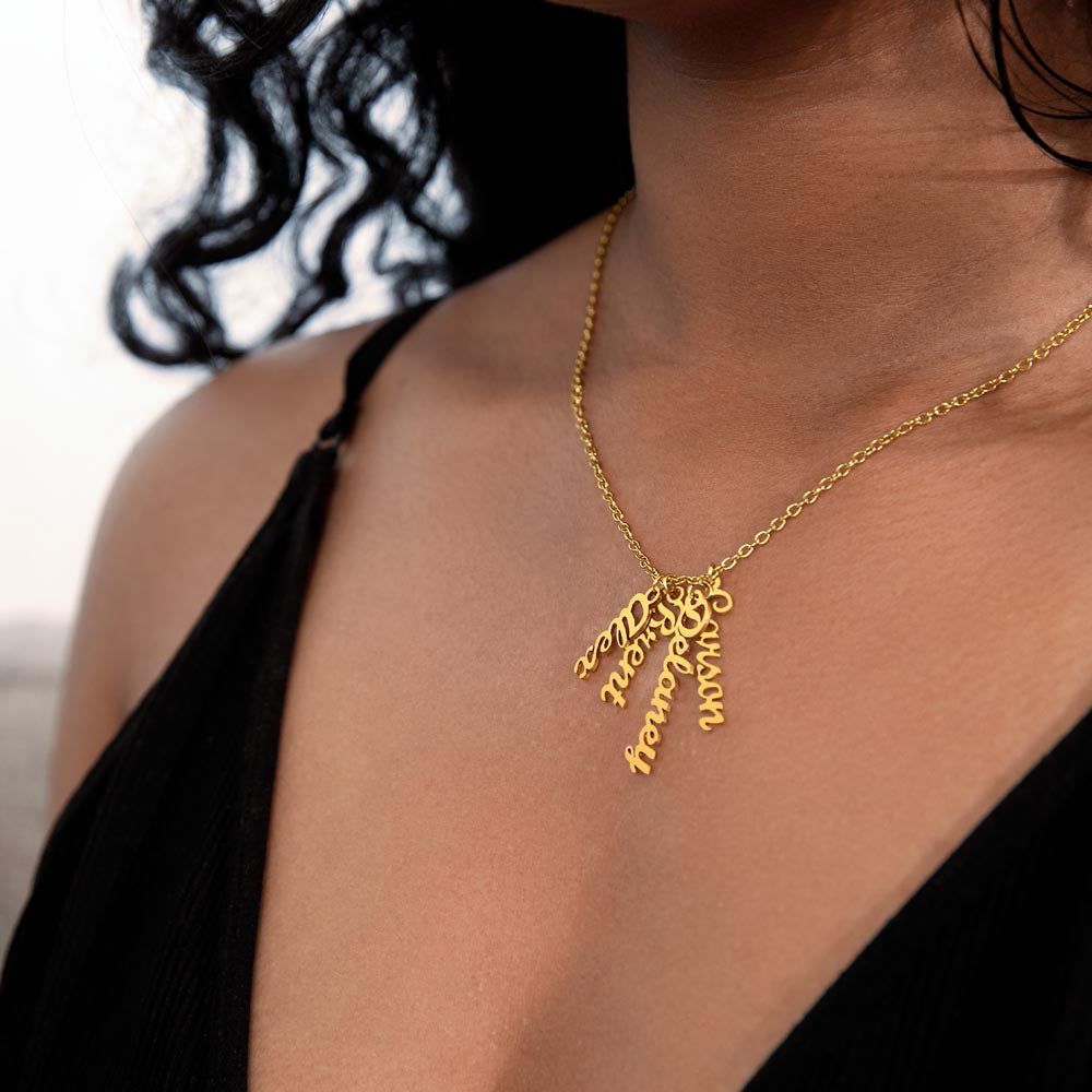 Premium quality vertical name necklace with engraved customization
