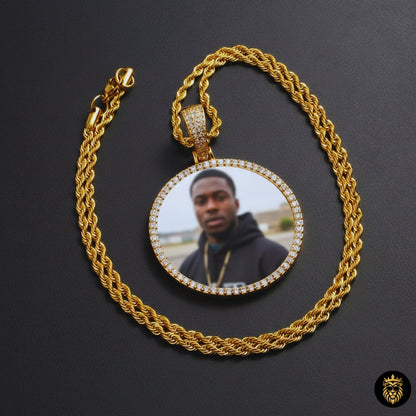 Diamond style custom photo pendant necklace with luxury finish