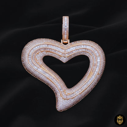 Iced out heart necklace designed for men and women in hip hop jewelry style
