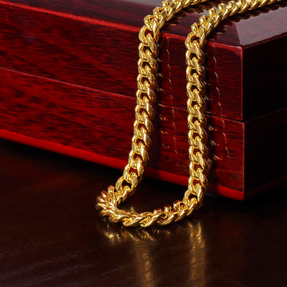 High-quality stainless steel Cuban link chain necklace with durable clasp detail