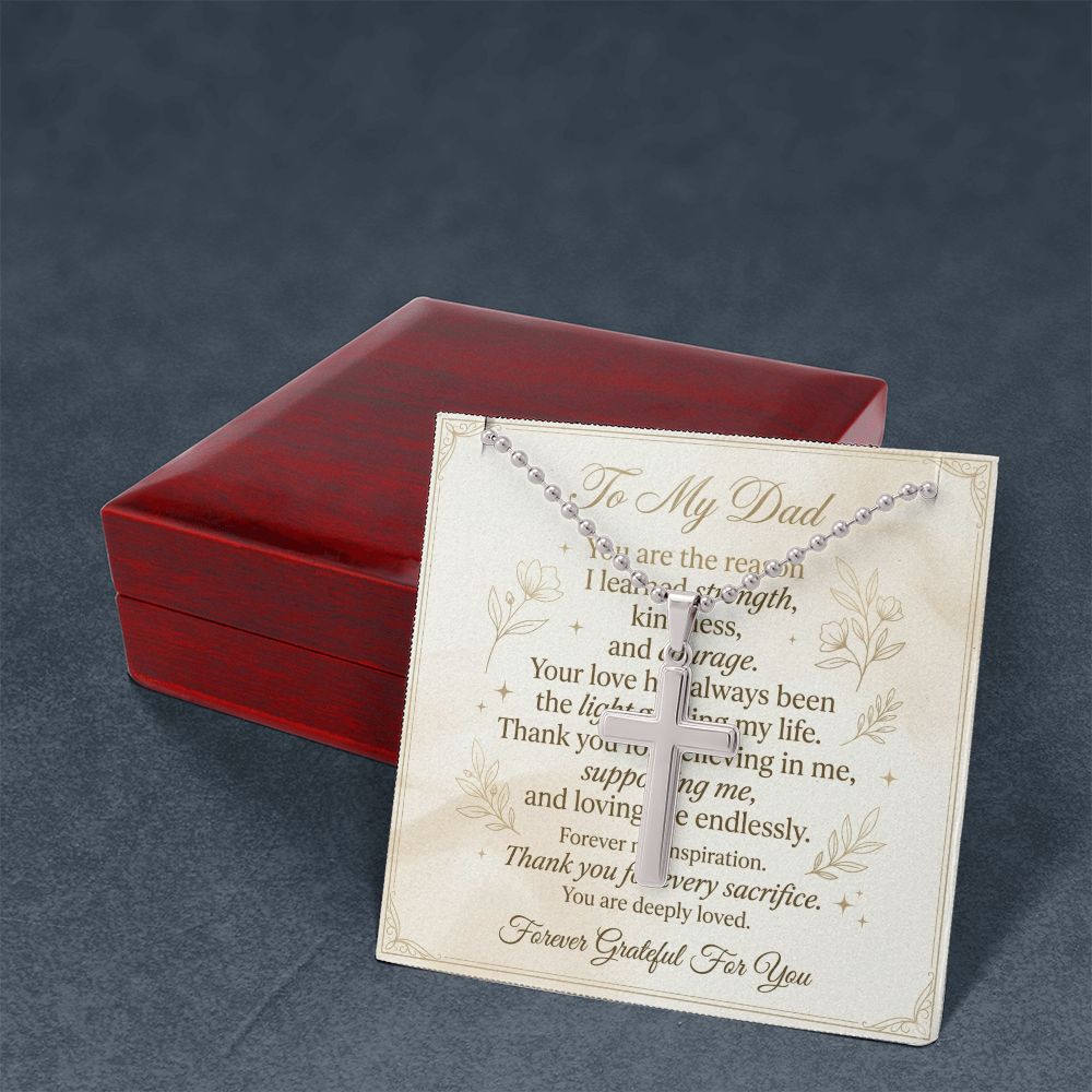 Religious jewelry gift for father close-up studio lighting